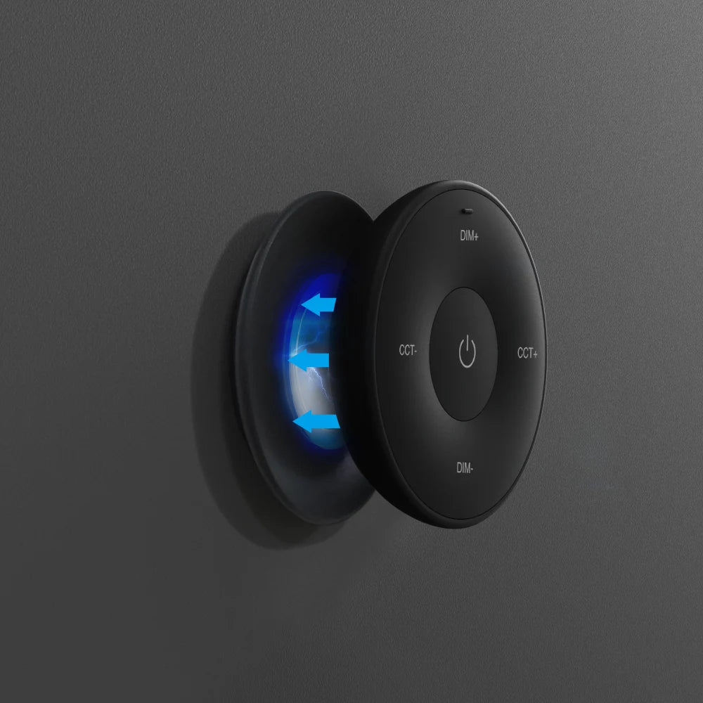MiBoxer K2S-B Mini-Funkfernbedienung CCT in Schwarz – an der Wand am Magnethalter