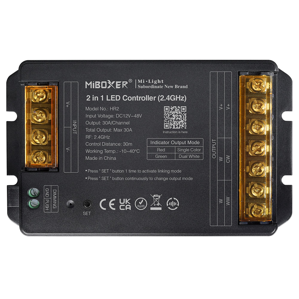 MiBoxer HR2 Hochstrom-LED-Controller 2-in-1, Einfarbig & Dual-White – 12–48 V, 30 A – Bild 1
