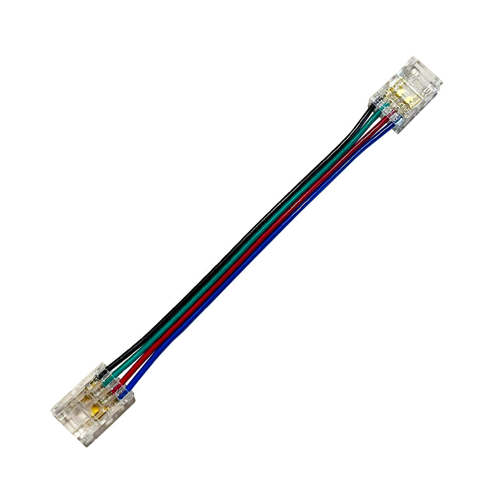 LED-Streifen Schnellverbinder 4-polig für RGB-COB-Streifen 10 mm – Streifen-zu-Streifen mit beidseitigen Clips, lötfrei IP20