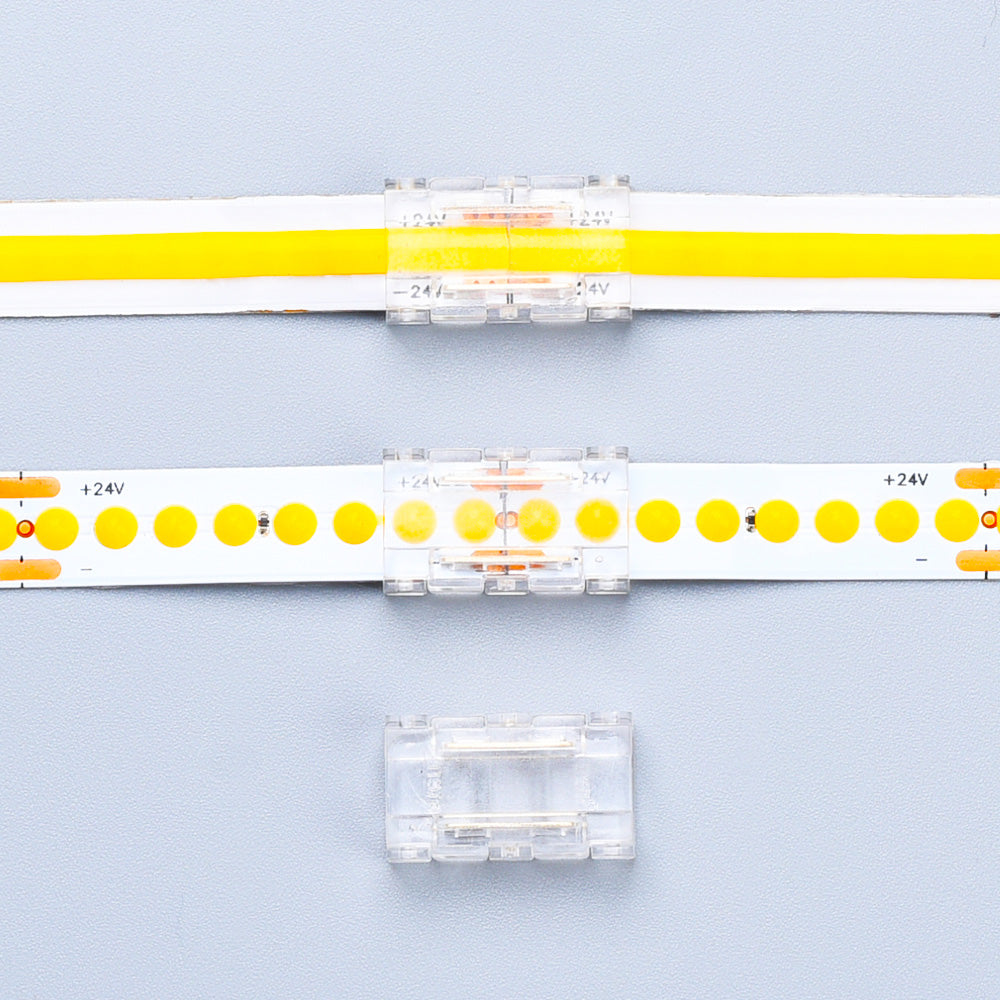 LED-Streifen Schnellverbinder 2-polig für einfarbige COB/SMD-Streifen 8 mm – Kabel-zu-Kabel-Kupplung, lötfrei IP20