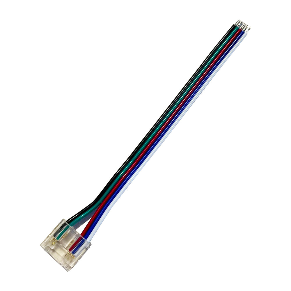 LED-Streifen Schnellverbinder 5-polig für RGBW-COB-Streifen 12 mm – Streifen-zu-Kabel mit 10-cm-Anschlusskabel, lötfrei IP20