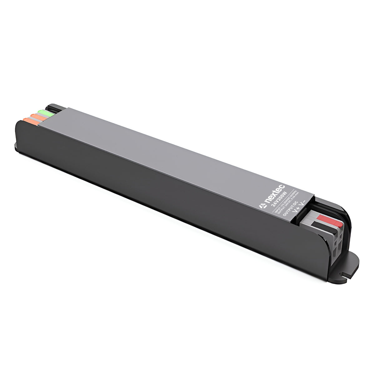 Schmales LED-Netzteil 24 V 200 W 8,33 A IP20 mit Schnellklemmen an beiden Enden, 217 × 27 × 23 mm