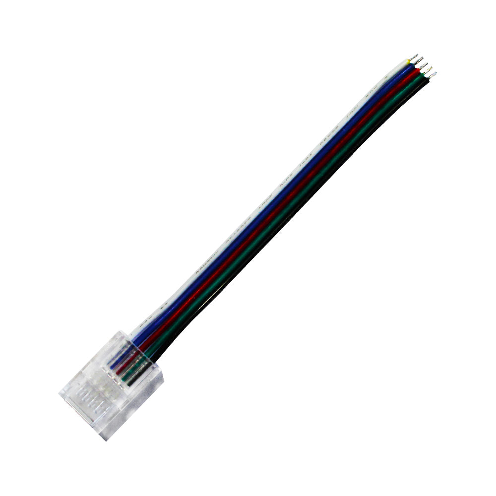 LED-Streifen Schnellverbinder 5-polig für RGBW-SMD-Streifen 10 mm – Streifen-zu-Kabel mit 10-cm-Anschlusskabel, lötfrei IP20