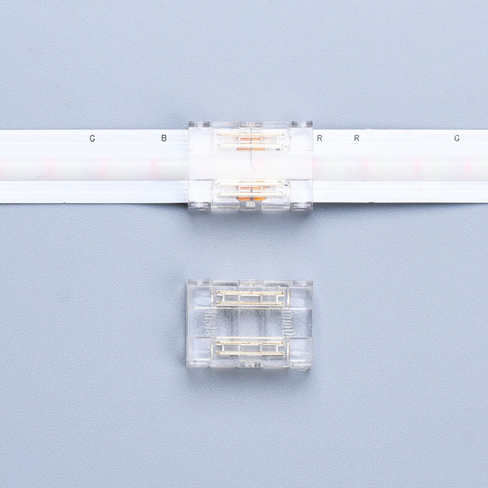 LED-Streifen Schnellverbinder 4-polig für RGB-COB-Streifen 10 mm – Kabel-zu-Kabel-Kupplung, lötfrei IP20