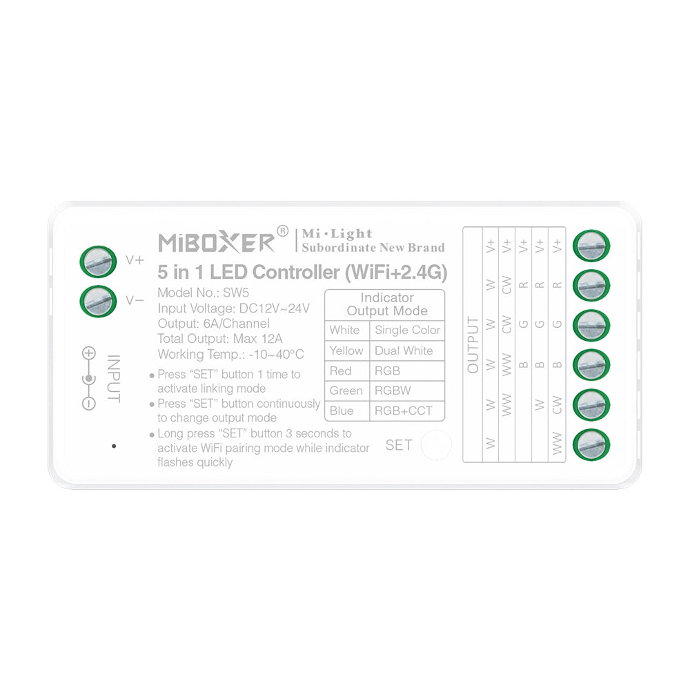 MiBoxer SW5 WLAN-LED-Controller 5-in-1 – Tuya-App + 2,4 GHz, 12–24 V – Bild 1