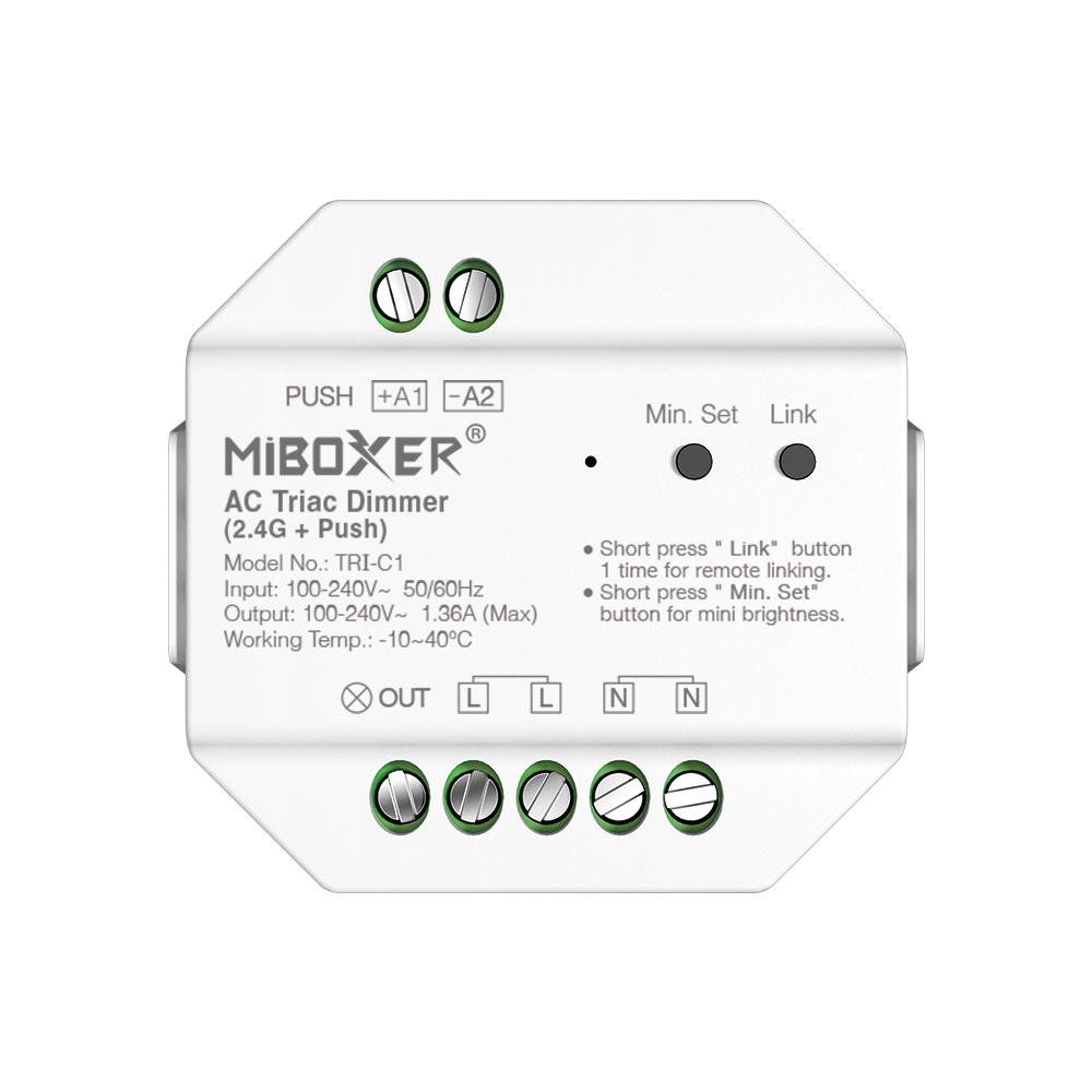 MiBoxer TRI-C1 Funk-Triac-Dimmer 230 V, Phasenabschnitt