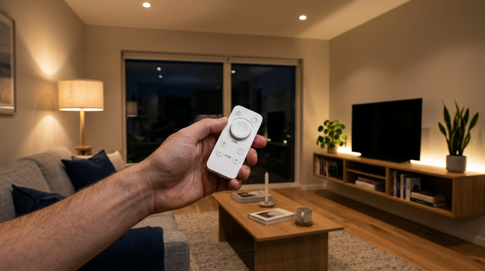 Wohnzimmer dimmen & steuern: Dimmer, Fernbedienung & Smart Home