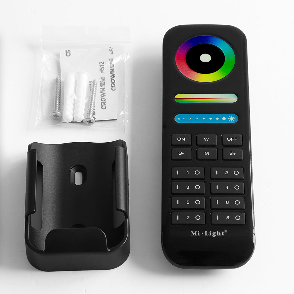 MiBoxer FUT089-B Funkfernbedienung 8 Zonen, RGB+CCT, in Schwarz – Lieferumfang mit Wandhalter und Schrauben
