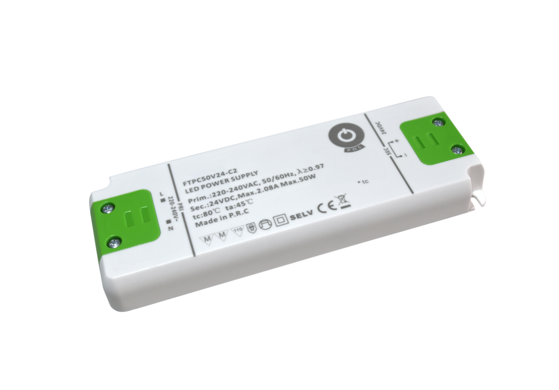 Kompaktes LED-Netzteil 24 V 50 W 2,08 A IP20 von POS Power, Modell FTPC50V24-C2