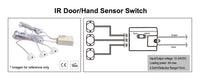 Anschlussschema: bis zu drei Türsensoren an einem Controller zwischen Netzteil und LED-Streifen (Zusatzsensoren nicht im Lieferumfang)