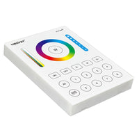 MiBoxer B8 Wand-Funkfernbedienung 8 Zonen, RGB+CCT, in Weiß – liegend, Schrägansicht