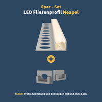 LED Fliesenprofil Neapel Set | inkl. Abdeckung und Endkappen | für LED‑Streifen bis 10 mm 1