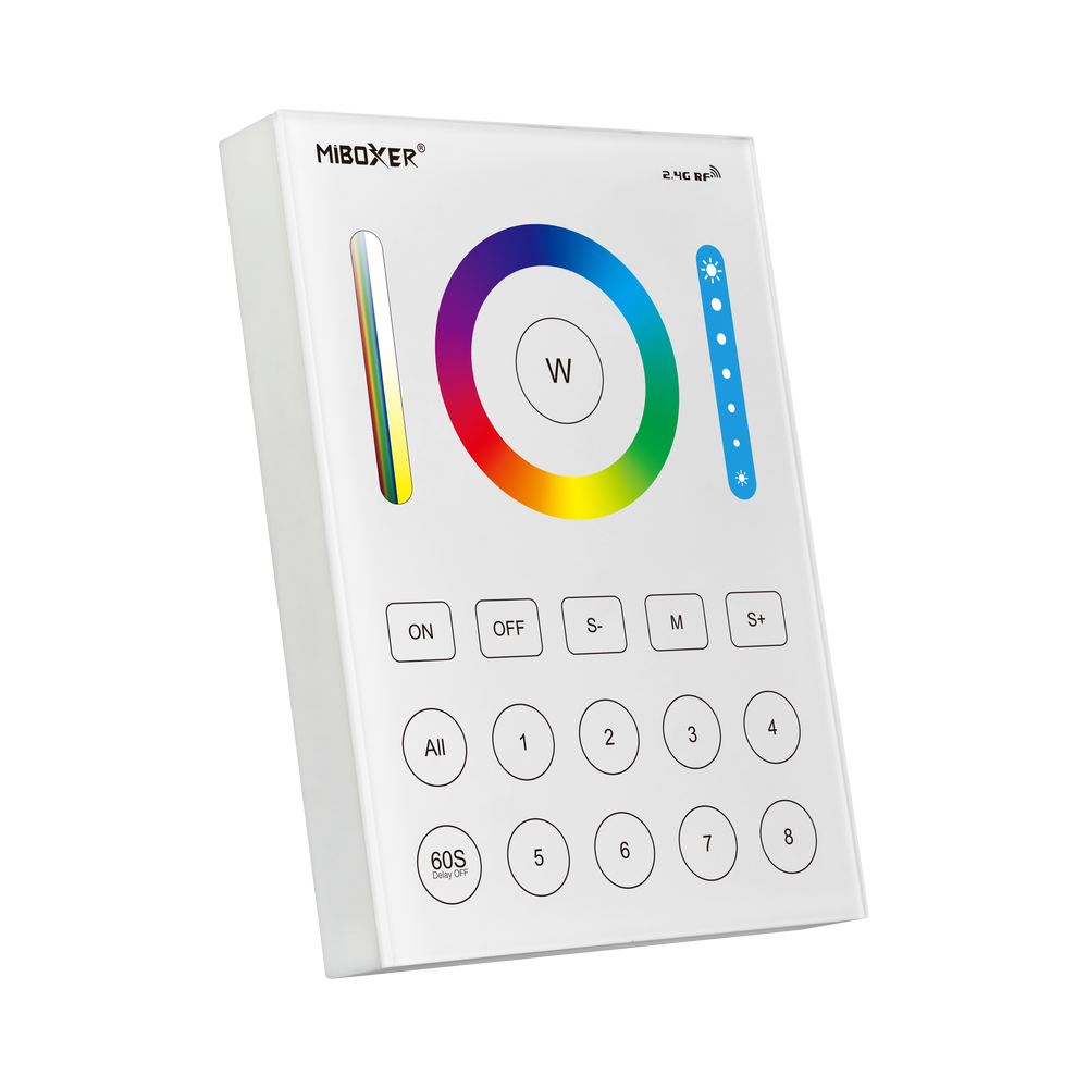 MiBoxer B8 Wand-Funkfernbedienung 8 Zonen, RGB+CCT in Weiß – Vorderansicht