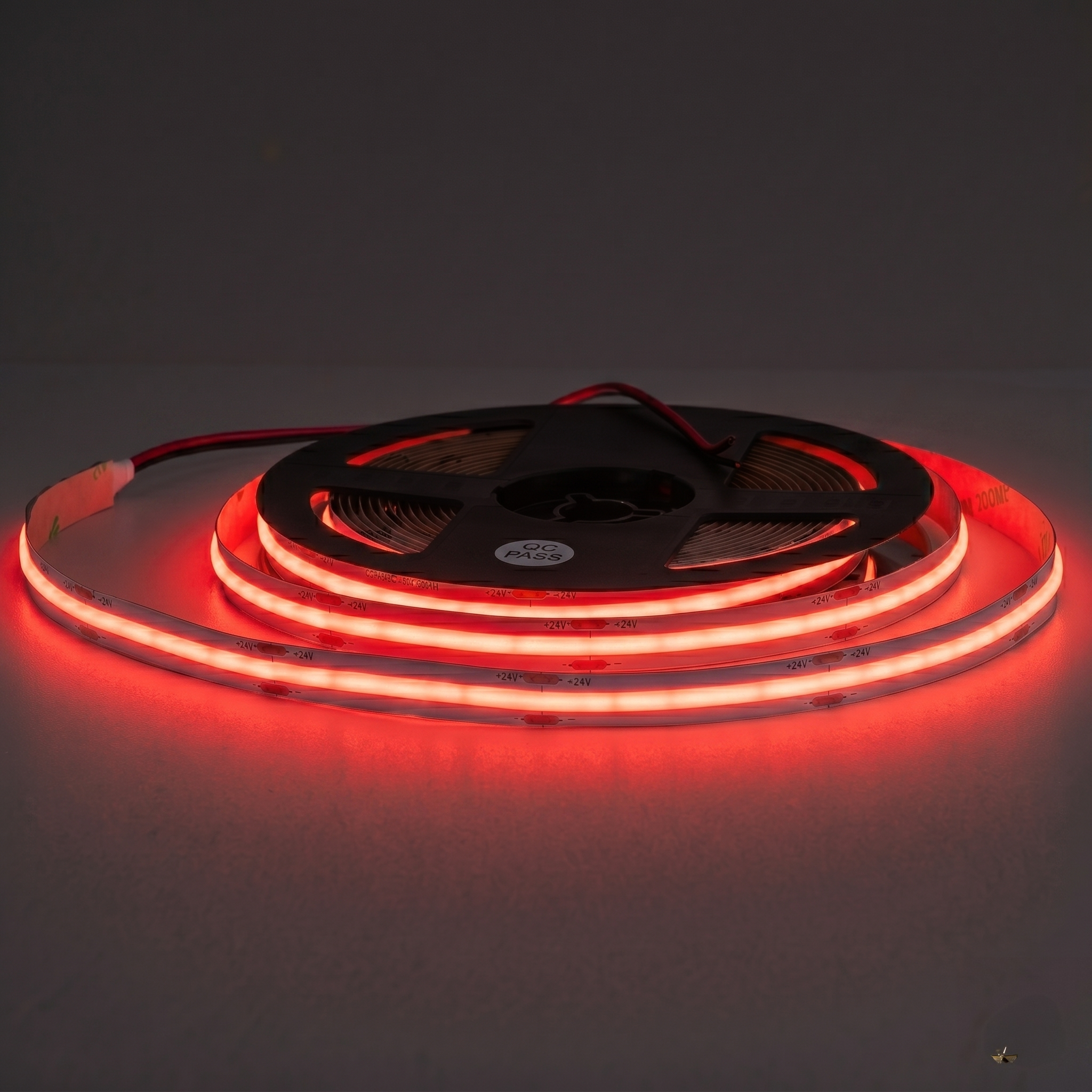 LED Streifen 24V COB 9W/m Rot IP20 – 5m Rolle, 480 LED/m, 10mm
