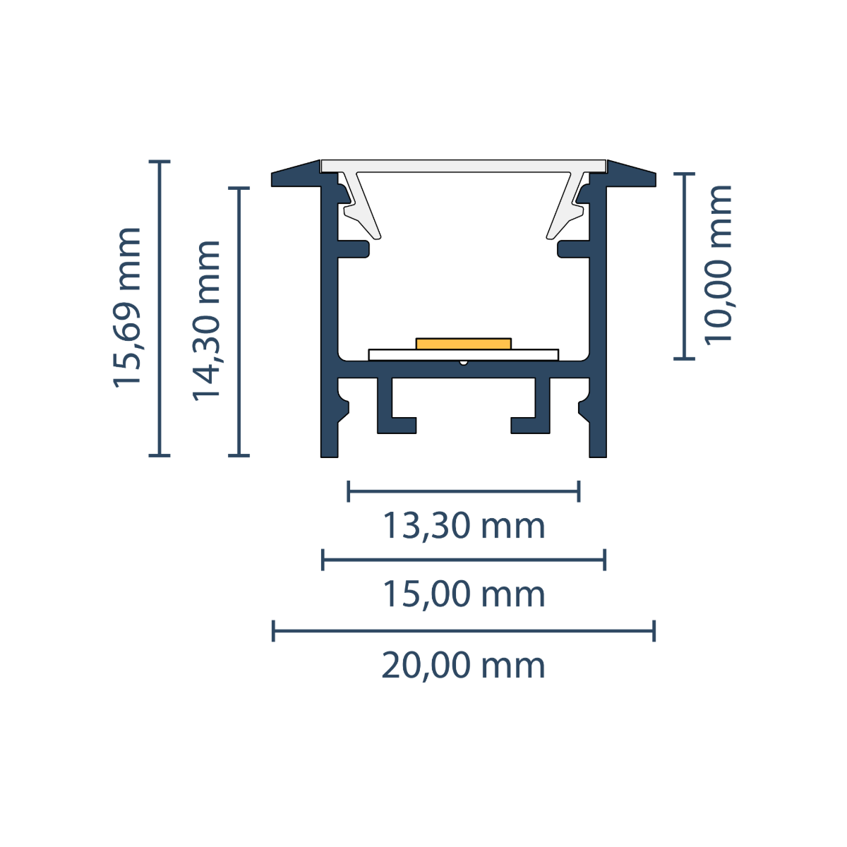 LED Einbauprofil "Florenz" | Narrow & Wings | für Streifen bis 13mm