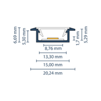 LED Einbauprofil "Hamburg" | Ultraflat & Wings | für Streifen bis 13mm 2