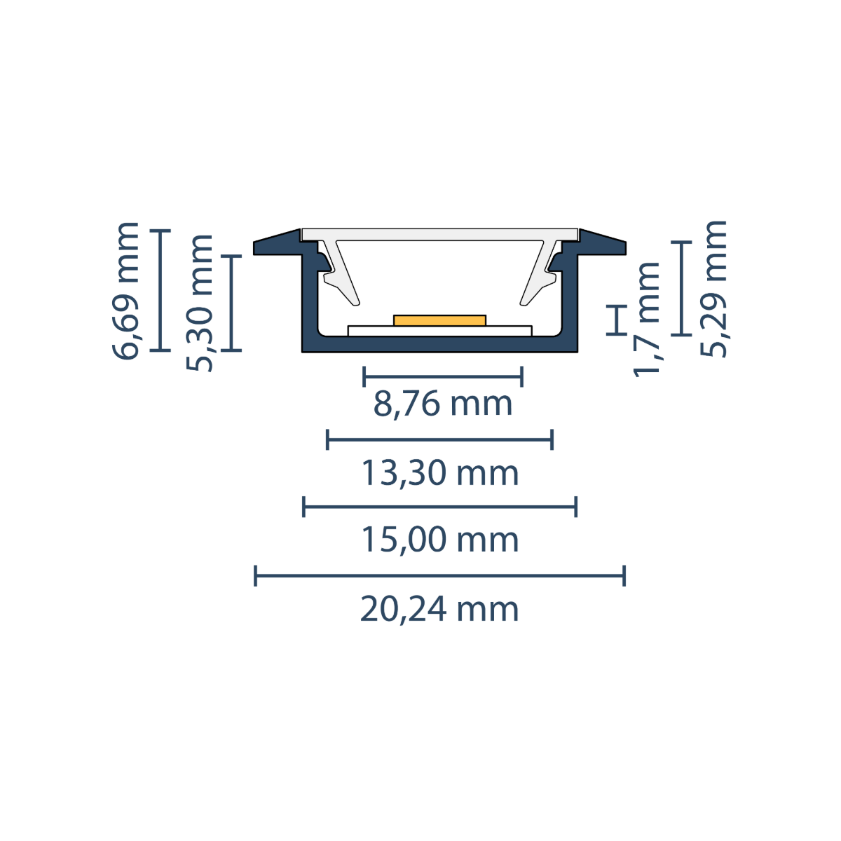 LED Einbauprofil "Hamburg" | Ultraflat & Wings | für Streifen bis 13mm