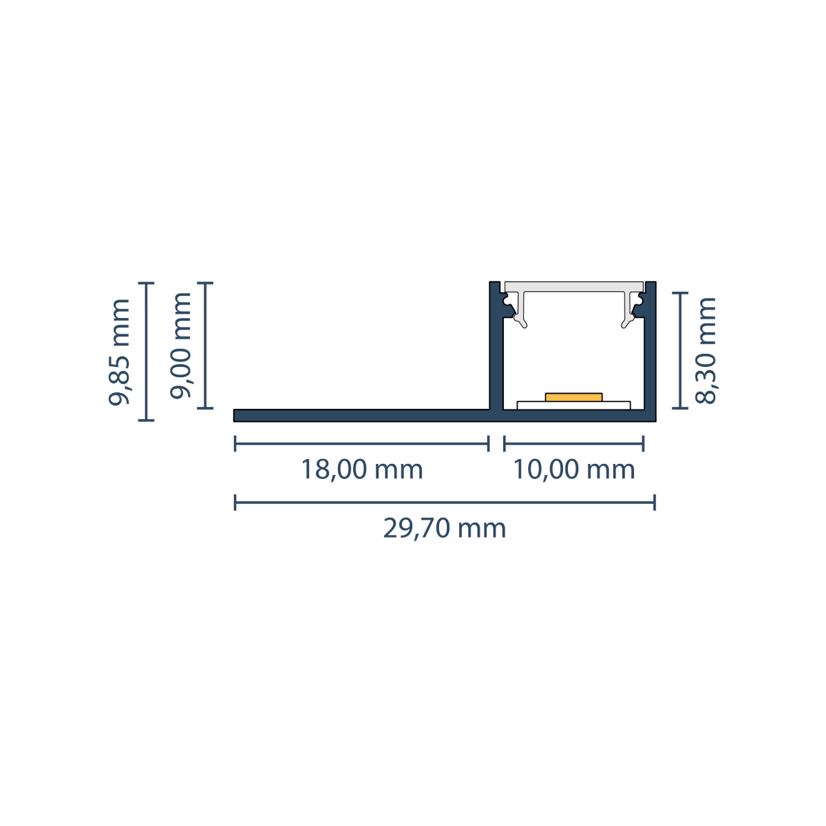 LED Fliesenprofil "Neapel" | Ultraslim | für Streifen bis 10mm