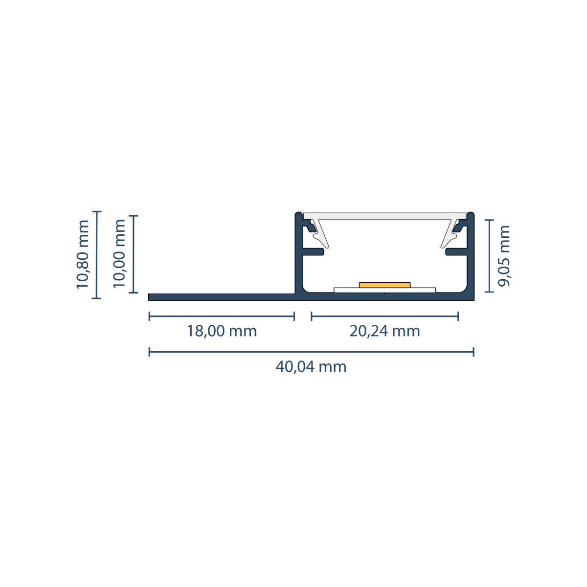 LED Fliesenprofil "Catania" | Direct & Narrow | für Streifen bis 16mm