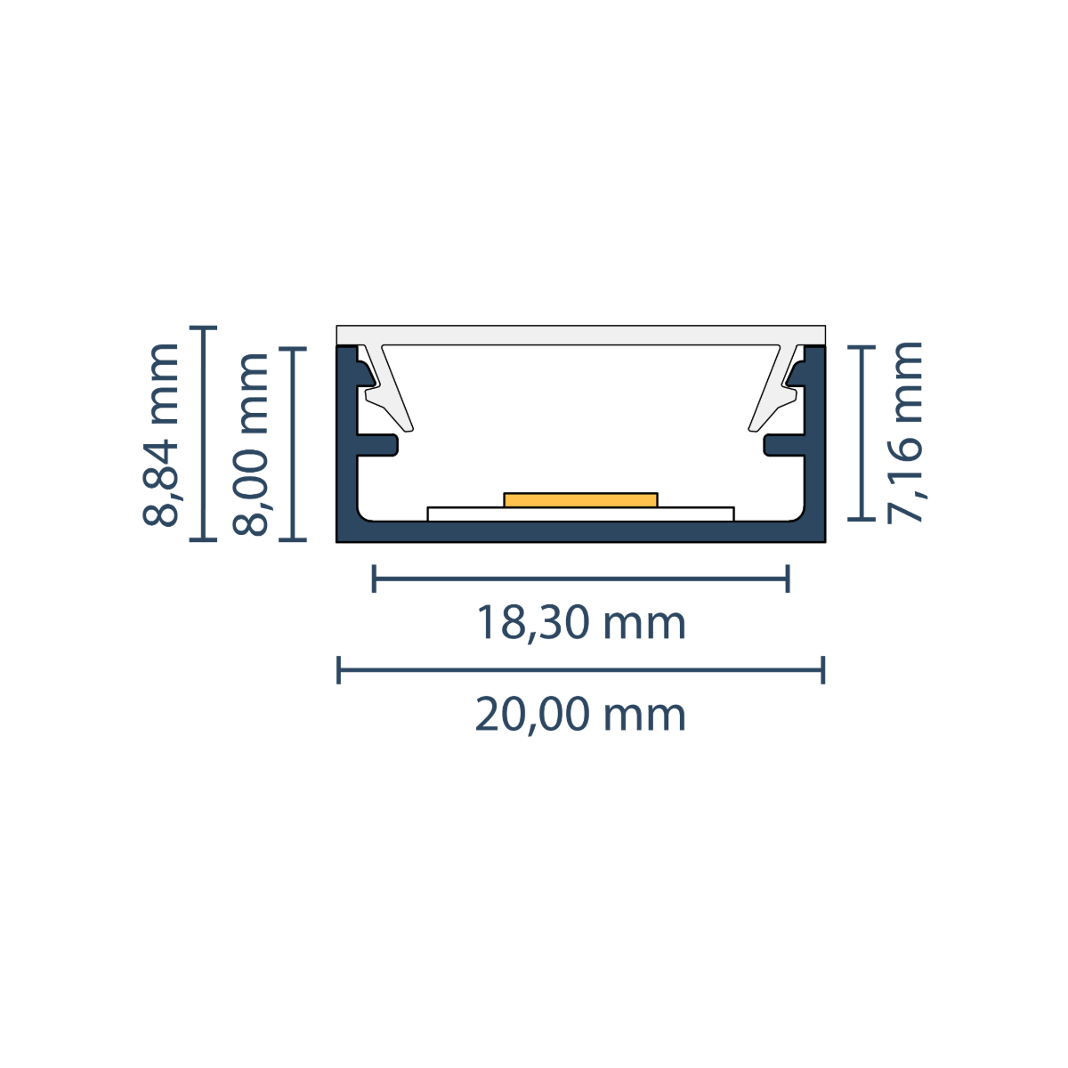LED Aufbauprofil "Madrid" | Ultraflat | für Streifen bis 16mm