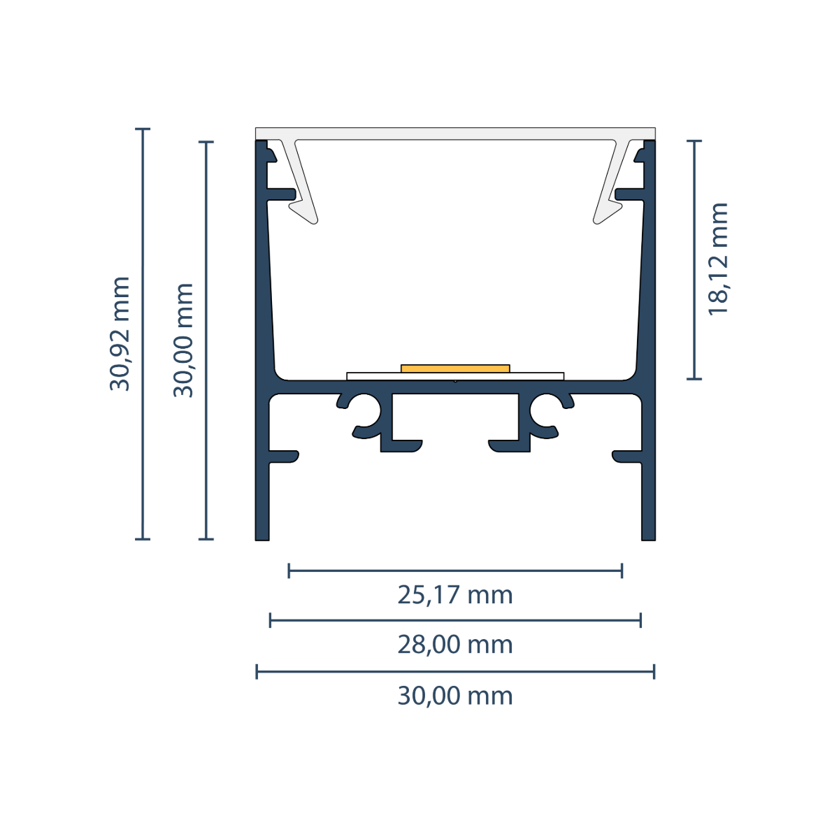 LED Aufbauprofil "New York" | Flat & Wide | für Streifen bis 24mm