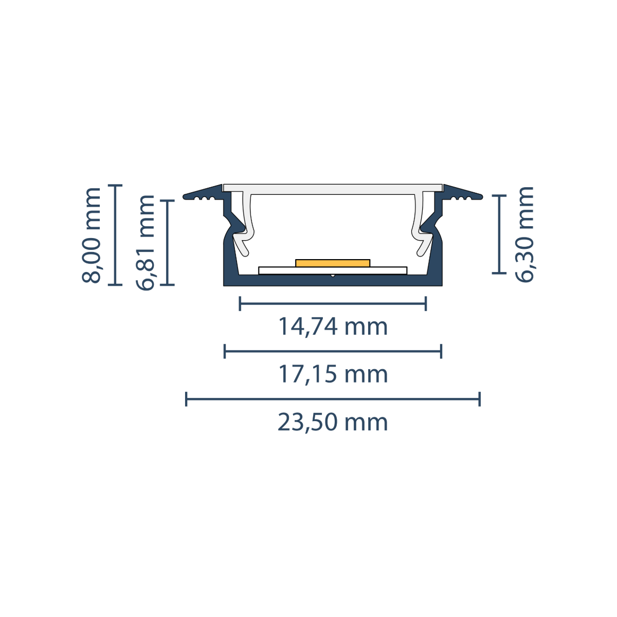 LED Einbauprofil "Luxemburg" | Ultraflat & Wings | für Streifen bis 14mm