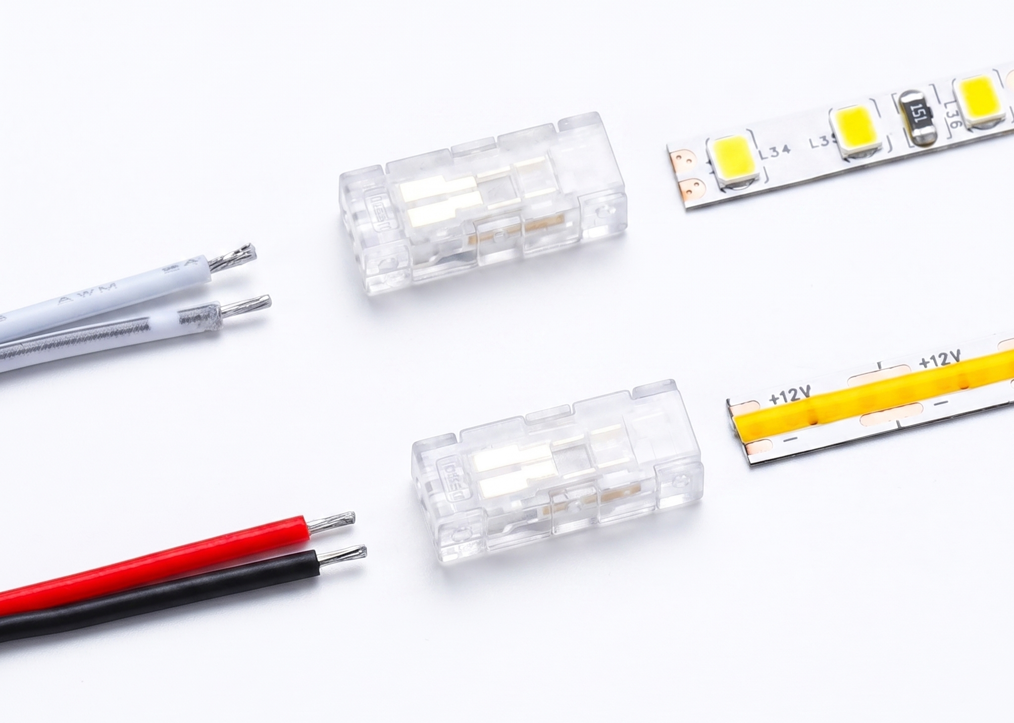 Schnellverbinder LED Streifen 5mm IP20 – Streifen-zu-Kabel, 2-Pin, lötfrei