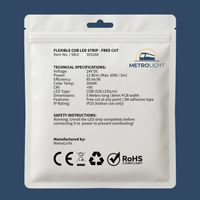 MetroLicht COB LED Streifen 24V | 5m Rolle | Warmweiß 3000K | Free Cut | 12 W/m | 1200 lm/ 3