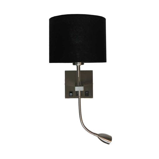 Wandleuchte Quad USB Mattstahl