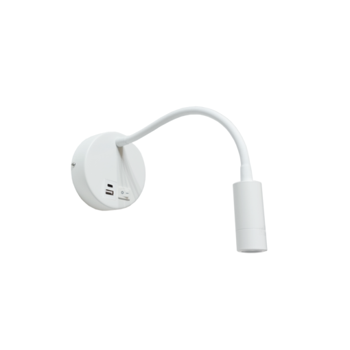 Wandleuchte Flex USB LED – flexibler Arm mit USB-A & USB-C, 3000K, innen