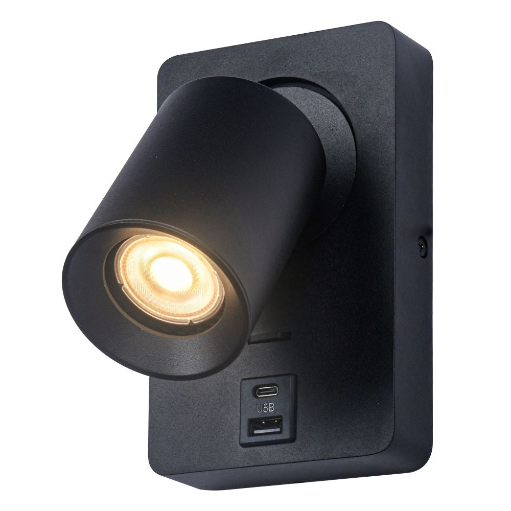 Wandleuchte Megano USB Schwarz