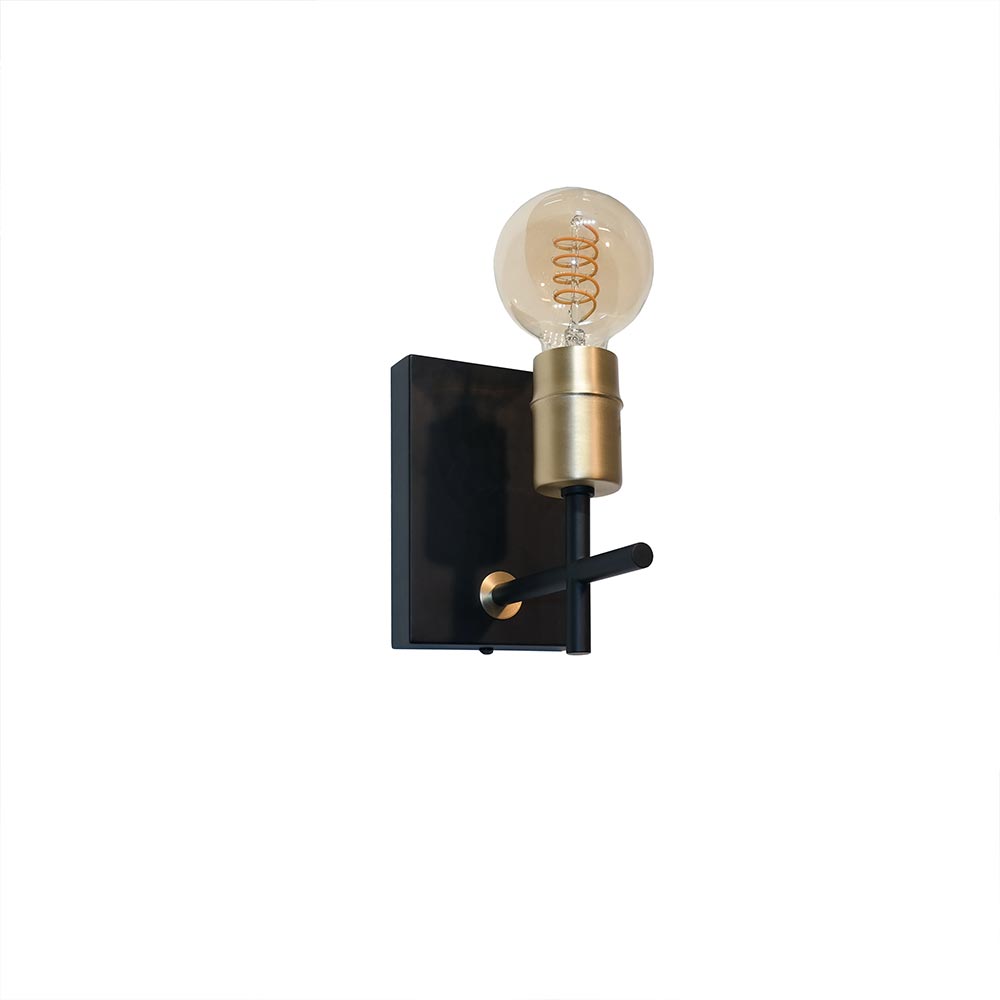 Wandleuchte Mokka E27 Schwarz/Mattgold