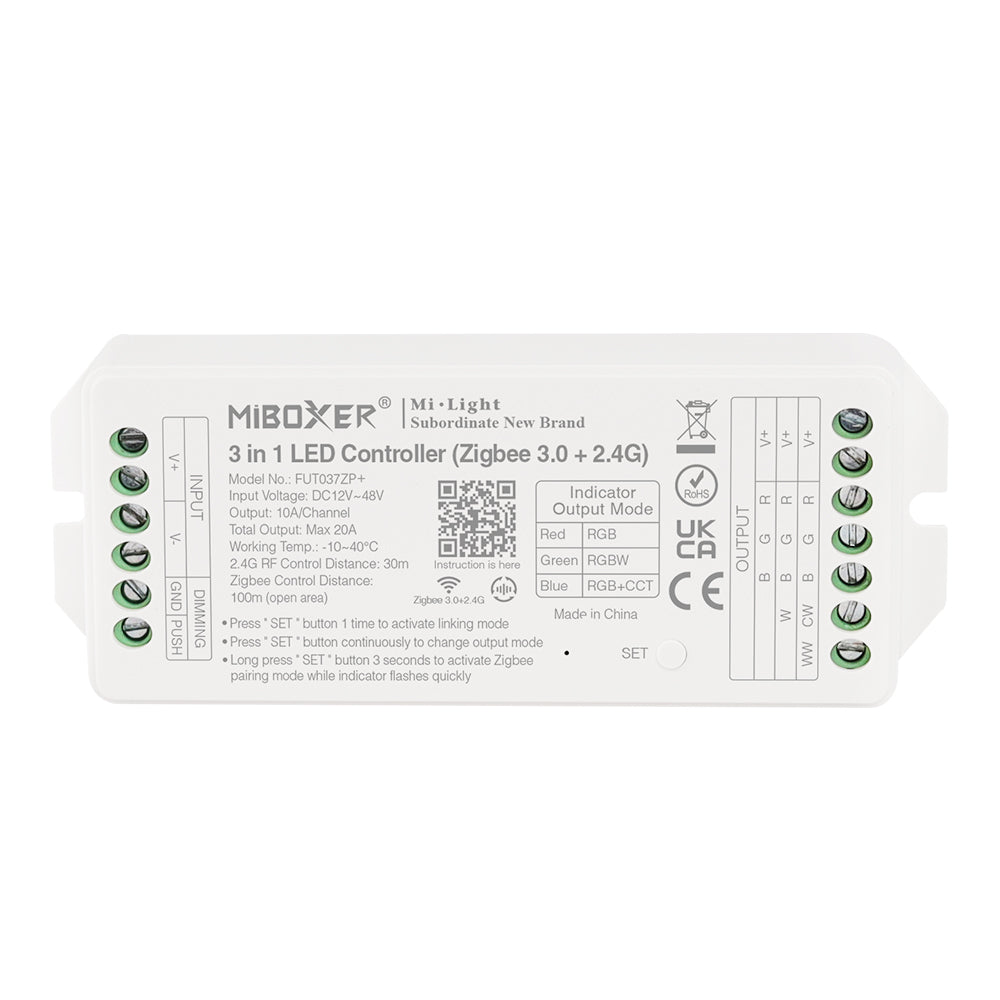 MiBoxer FUT037ZP+ Zigbee-LED-Controller 3-in-1 (RGB, RGBW, RGB+CCT) – Ansicht von oben