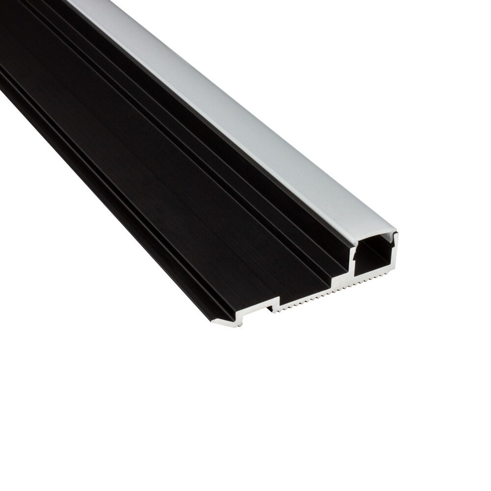 LED-Treppenwinkel Adelaide – T-STA, Aluminium schwarz, Profil ohne Endkappe