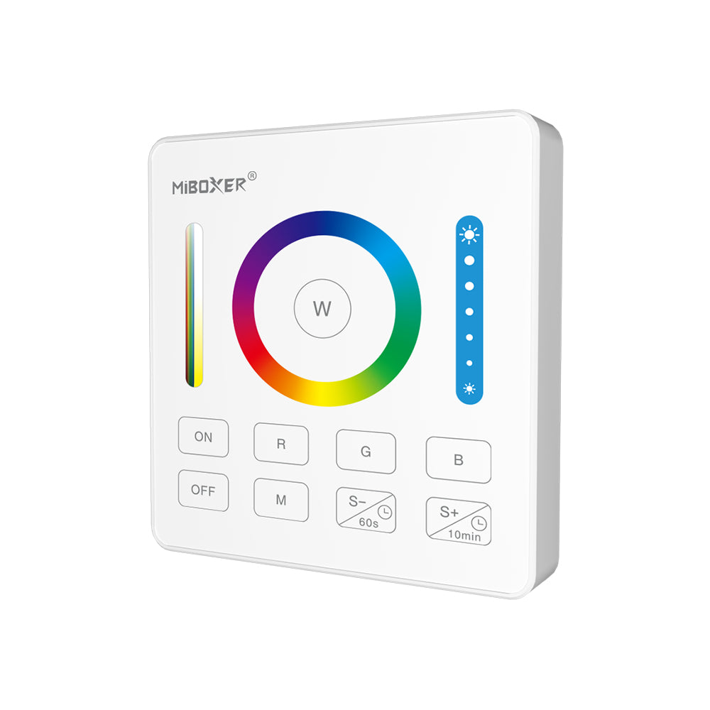 MiBoxer B0 Wand-Funkfernbedienung RGB+CCT in Weiß – Schrägansicht