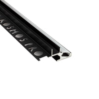 LED-Treppenprofil Brisbane – T-40 20° für 10-mm-Fliesen, Aluminium schwarz, Profil ohne Endkappe