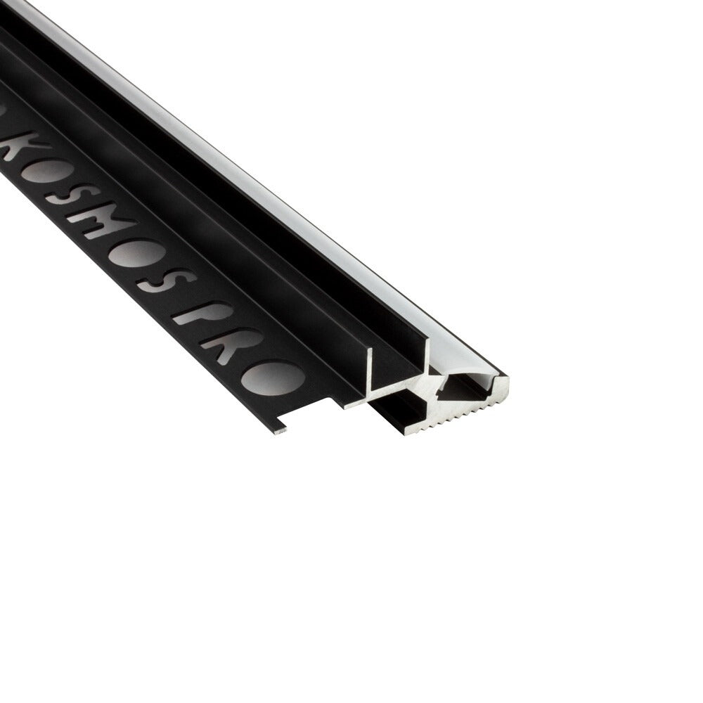 LED-Treppenprofil Brisbane – T-40 20° für 10-mm-Fliesen, Aluminium schwarz, Profil ohne Endkappe