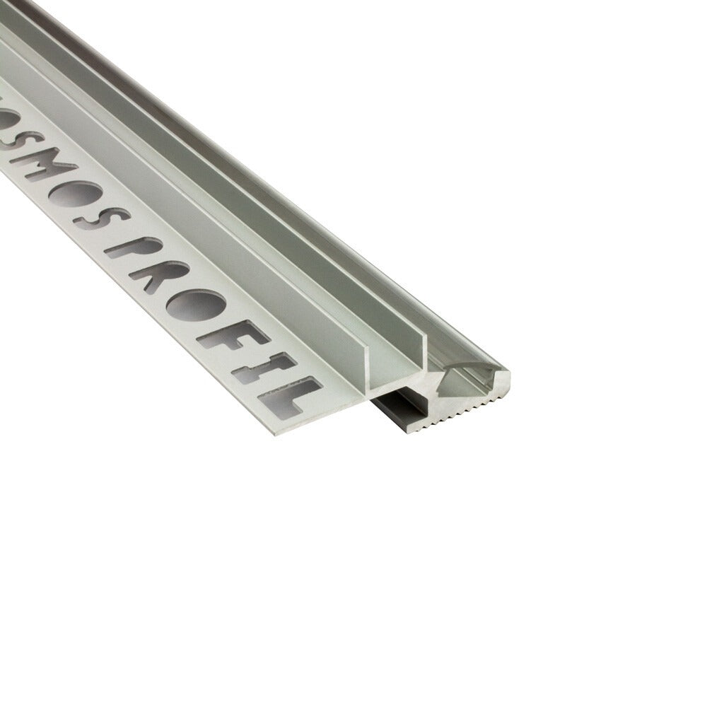 LED-Treppenprofil Brisbane – T-40 20° für 10-mm-Fliesen, Aluminium silber, Profil ohne Endkappe