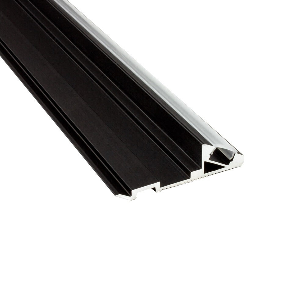 LED-Treppenwinkel Hobart – T-STA 30°, Aluminium schwarz, Profil ohne Endkappe
