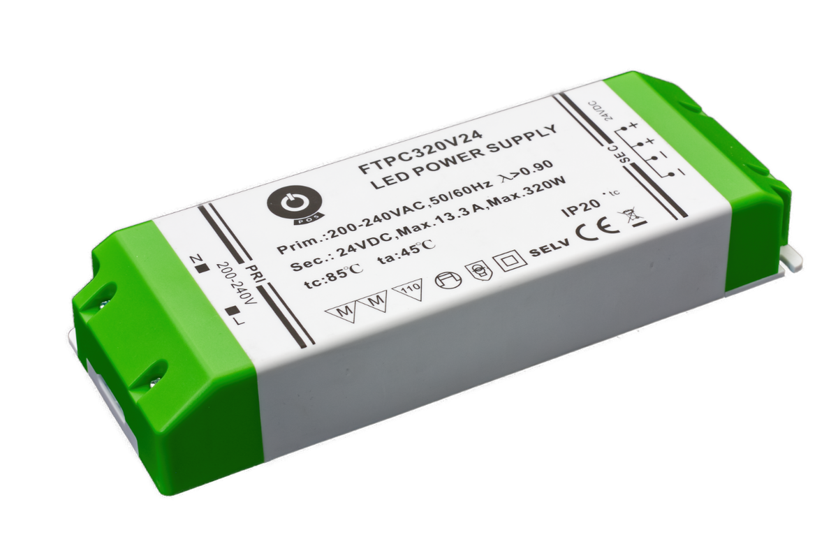 Kompaktes LED-Netzteil 24 V 320 W 13,3 A IP20 von POS Power, Modell FTPC320V24
