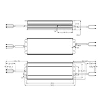 Maßzeichnung LED-Netzteil GV6-240B024: 193,5 × 67,2 × 37 mm, Kabel je ca. 300 mm