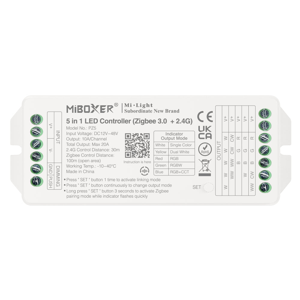 Zigbee LED-Controller – RGB / RGBW / RGBCCT (12–48 V)