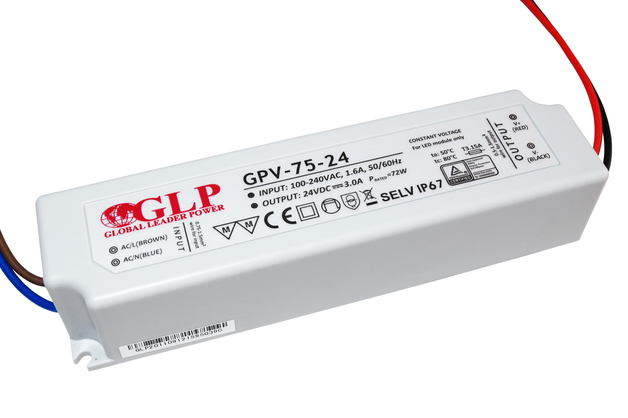 LED Netzteil 24V 75W 3A – IP67 wasserdicht