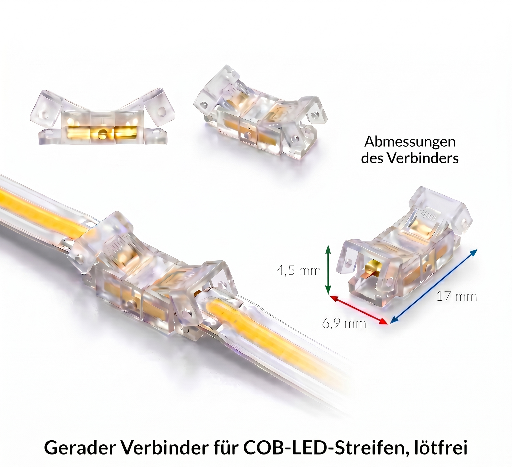 Schnellverbinder COB-LED-Streifen 5mm IP20 – Streifen-zu-Streifen, lötfrei