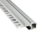 LED-Treppenprofil Melbourne – T-40 für 12-mm-Fliesen, Aluminium silber, Profil ohne Endkappe