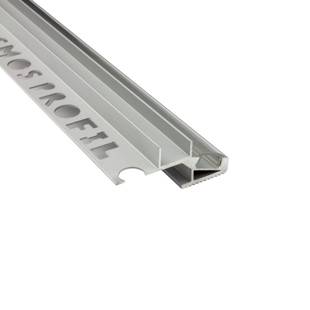 LED-Treppenprofil Perth – T-40 20° für 12-mm-Fliesen, Aluminium silber, Profil ohne Endkappe