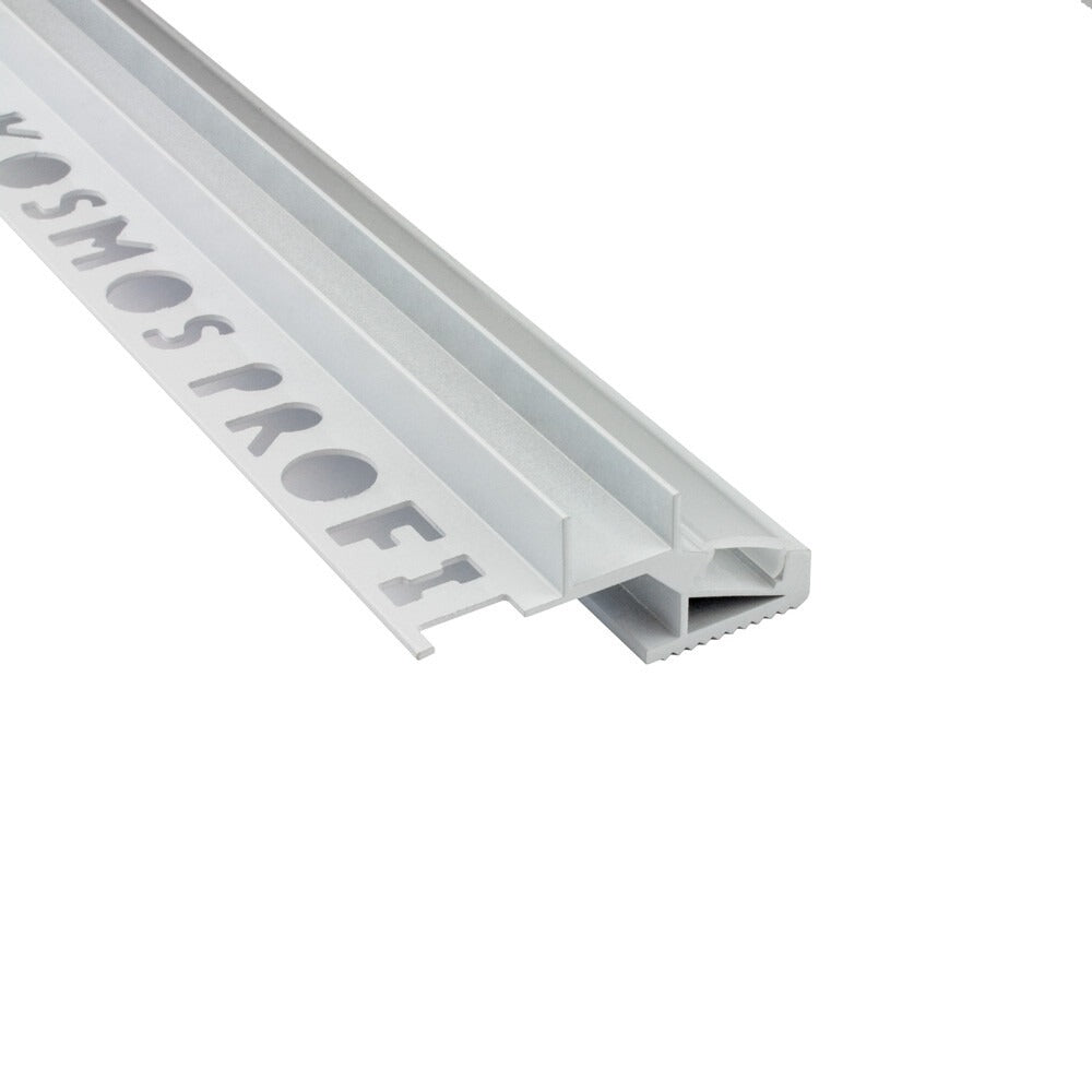LED-Treppenprofil Perth – T-40 20° für 12-mm-Fliesen, Aluminium weiß, Profil ohne Endkappe