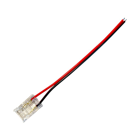 LED-Streifen Schnellverbinder 2-polig für einfarbige COB/SMD-Streifen 10 mm – Streifen-zu-Kabel mit 10-cm-Anschlusskabel, lötfrei IP20