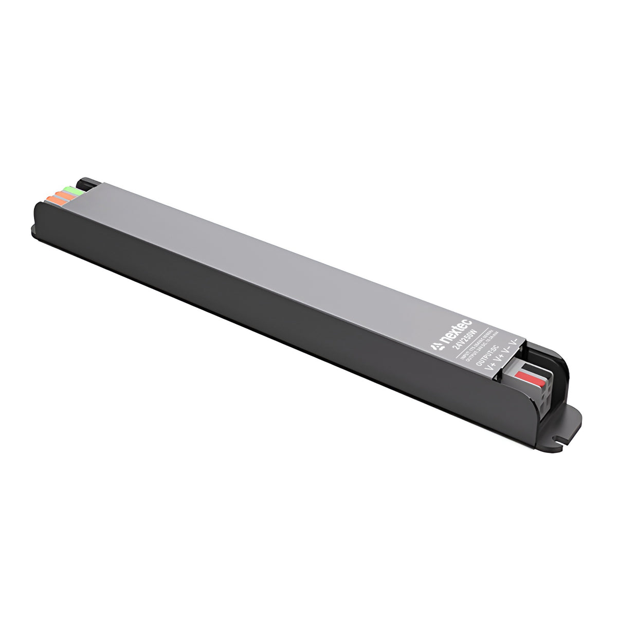 Schmales LED-Netzteil 24 V 250 W 10,42 A IP20 mit Schnellklemmen an beiden Enden, 292 × 31,3 × 22,6 mm