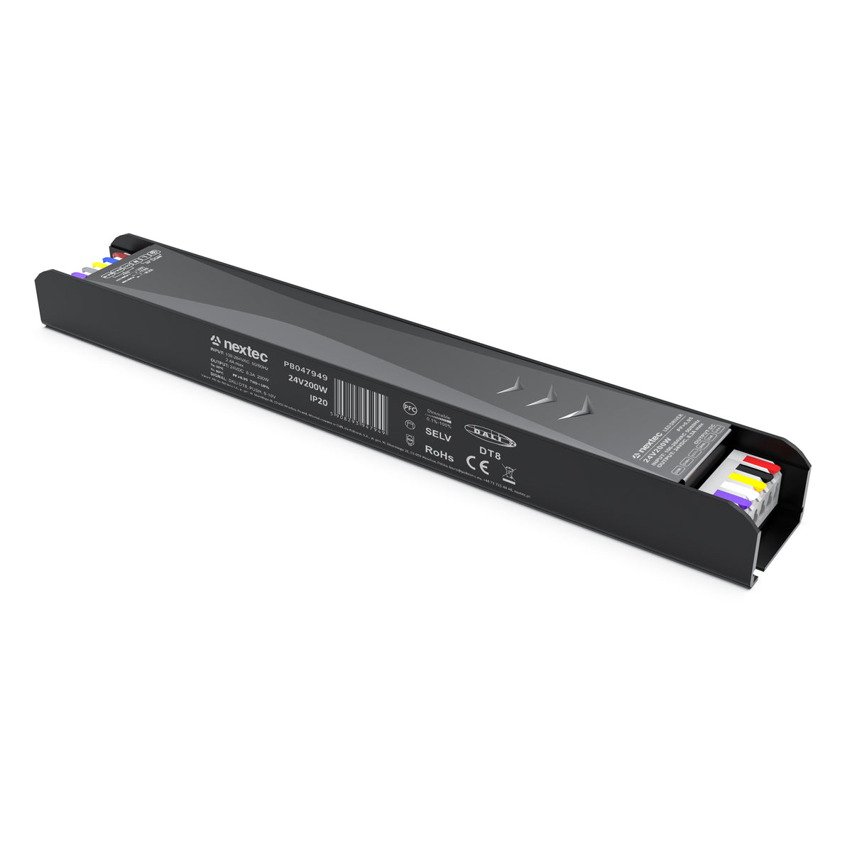 Dimmbares DALI-2 LED-Netzteil 24 V 200 W mit farbcodierten Anschlussklemmen, DT8 für CCT-Streifen